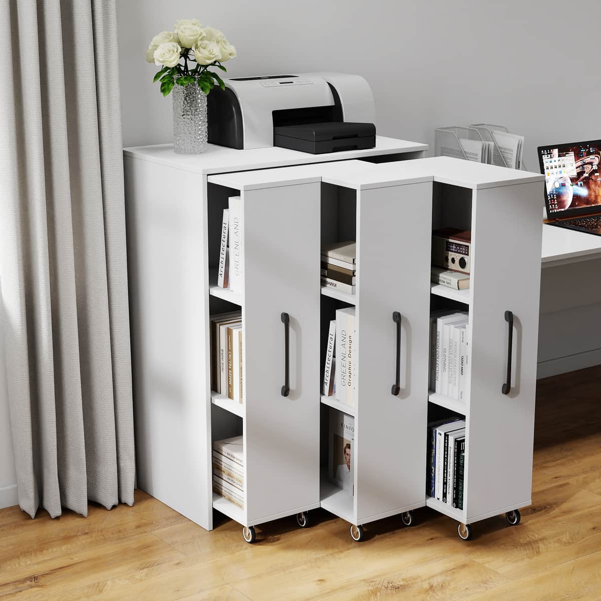 Bookcase with Three Pulled Out Doors Shelving
