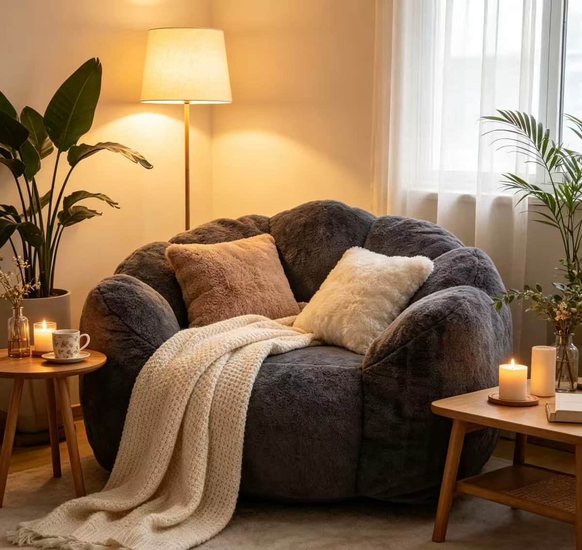 Large single petal cloud comfortable lazy sofa chair, suitable for adults