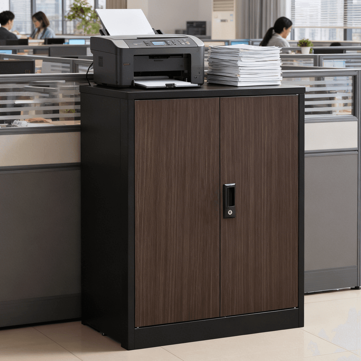 Metal Storage Cabinet with Locking Doors and Adjustable Shelf, Folding Filing