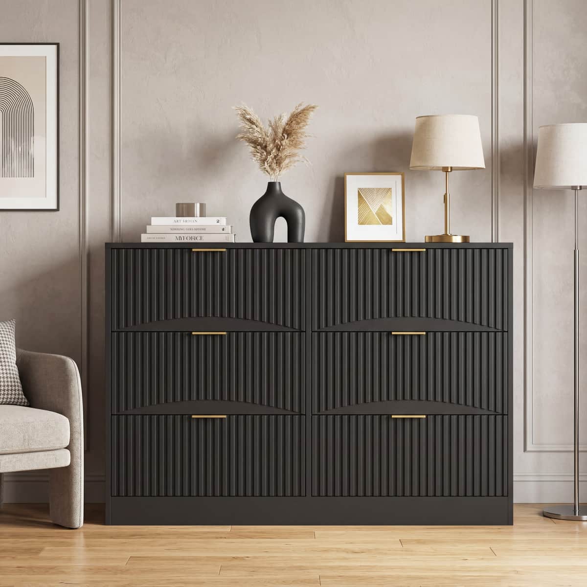 Modern 6-Drawer Dresser, Chest of Drawers for Bedroom, Living Room, Hallway
