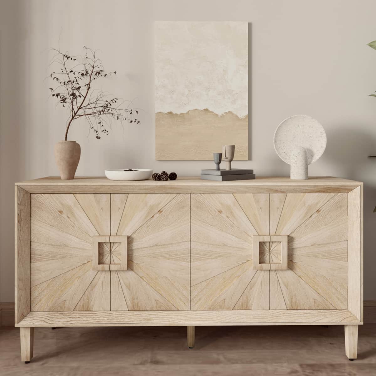 60'' Rustic American Farmhouse Credenza - Symmetrical