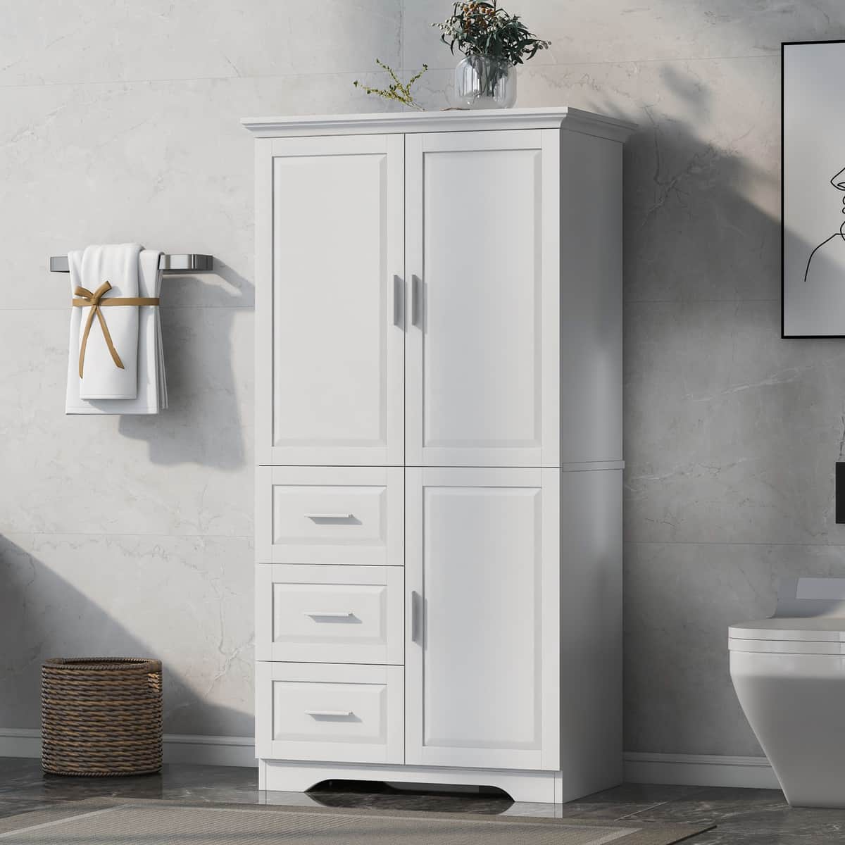 Tall and Wide Storage Cabinet with Doors for