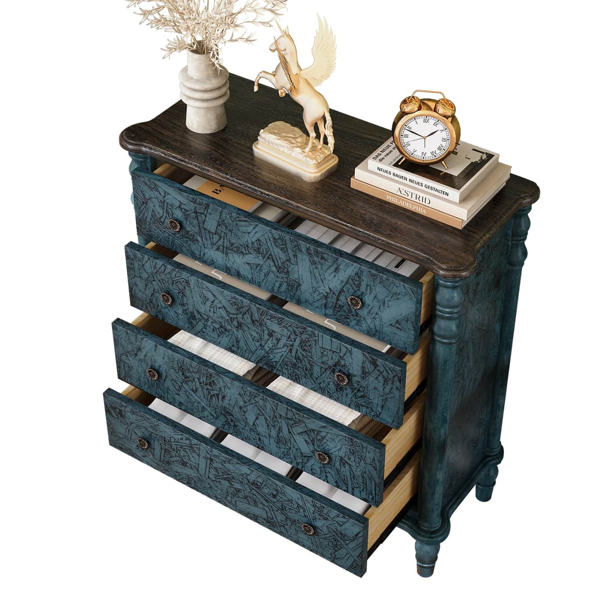 Farmhouse Chest of Drawers for Bedroom, 32'' Tall Dresser for Closet, Rustic