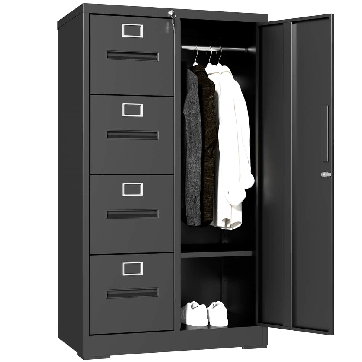 Metal Storage Vertical Filing Cabinet with Lock, Steel File Locker with 4