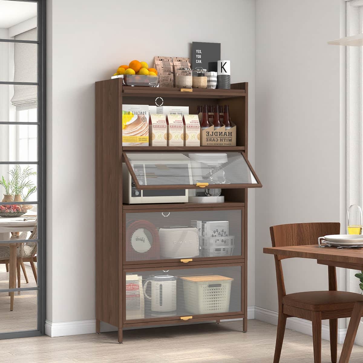 57'' Tall Metal 4 Flip Doors Cabinet, with Ample