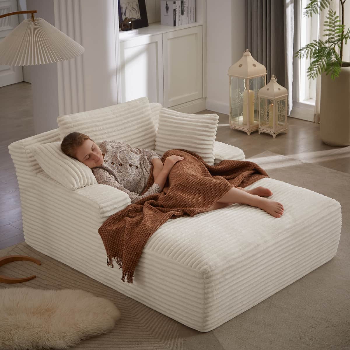 Oversized Chaise Lounge Chair Indoor, Corduroy