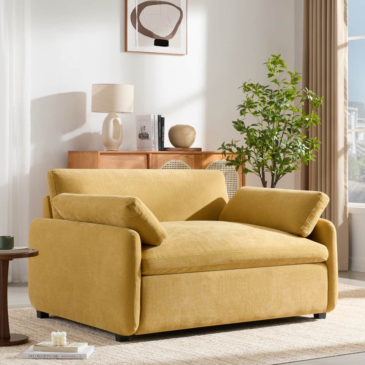 50*43" Oversized Chenille Single Sofa Chair, Wide and Deep Seat Accent Chair