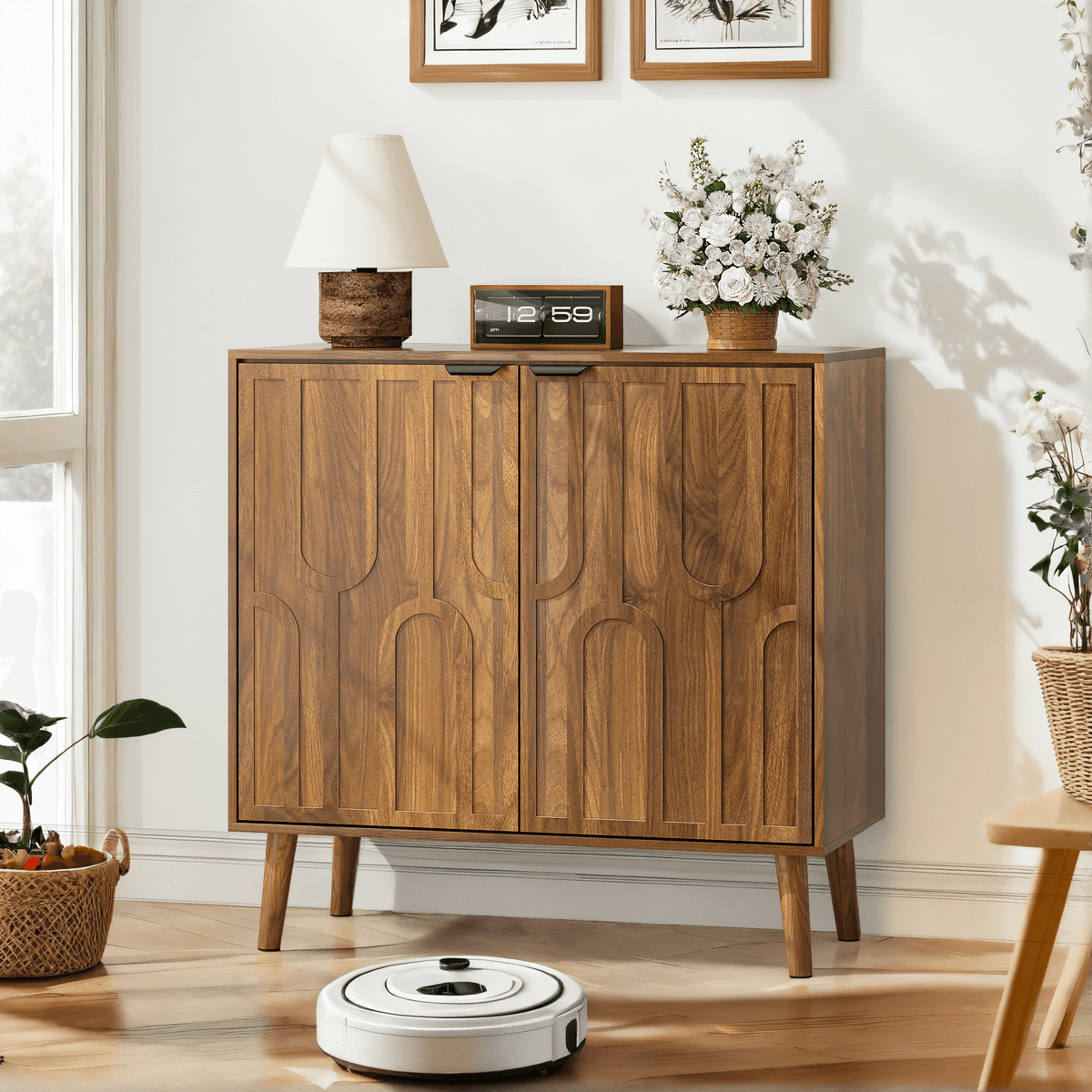 Sideboard Buffet Cabinet with Storage, Farmhouse Buffet Cabinet With Paper Clip