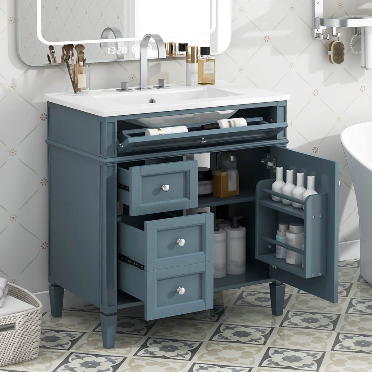 30'' Bathroom Vanity with Top Sink, Modern Bathroom