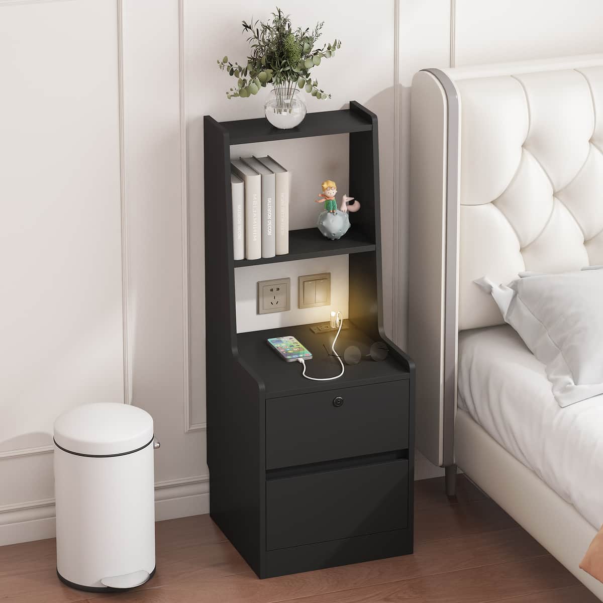Nightstand with Charging Station, Smart Nightstand