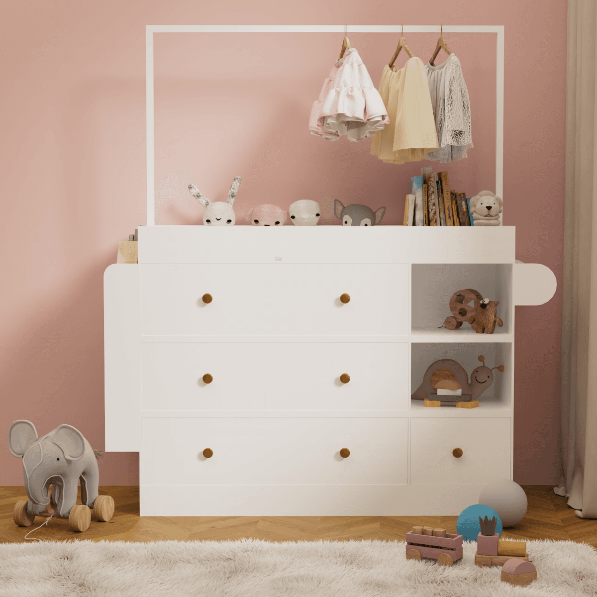 Modern Table Dresser,Baby Dressing Table with 3 extra