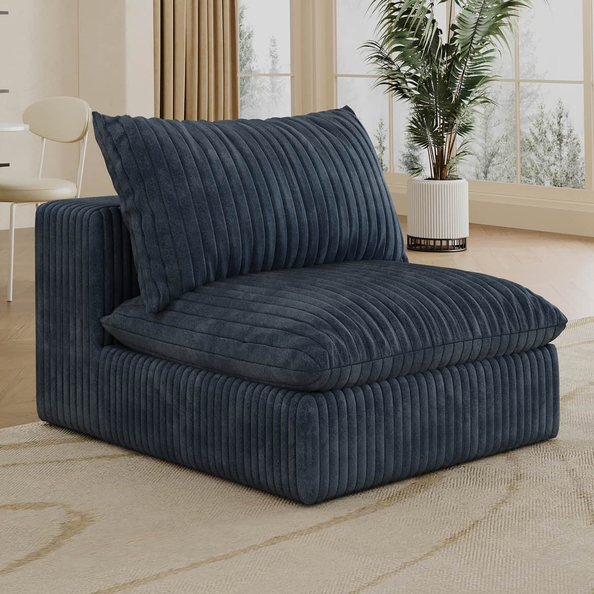 Cloud Sofa, Corduroy Fabric, Deep Seat Couches, Double-layer design, Removable