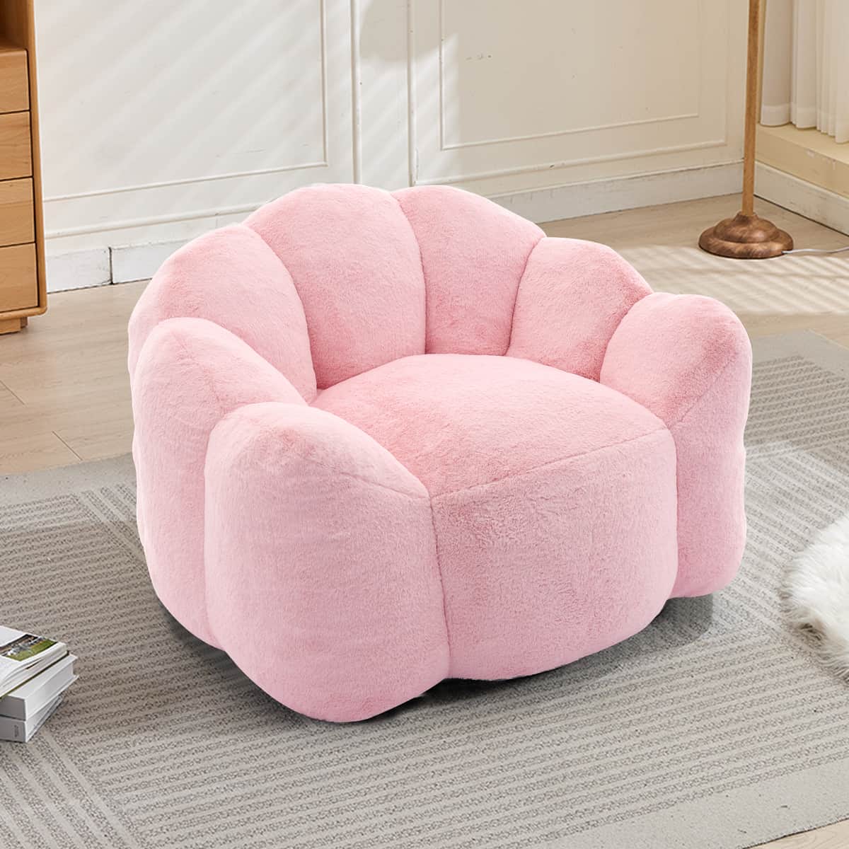 Lotus type compression sofa Adult bean bag sofa with pull ring can be easily