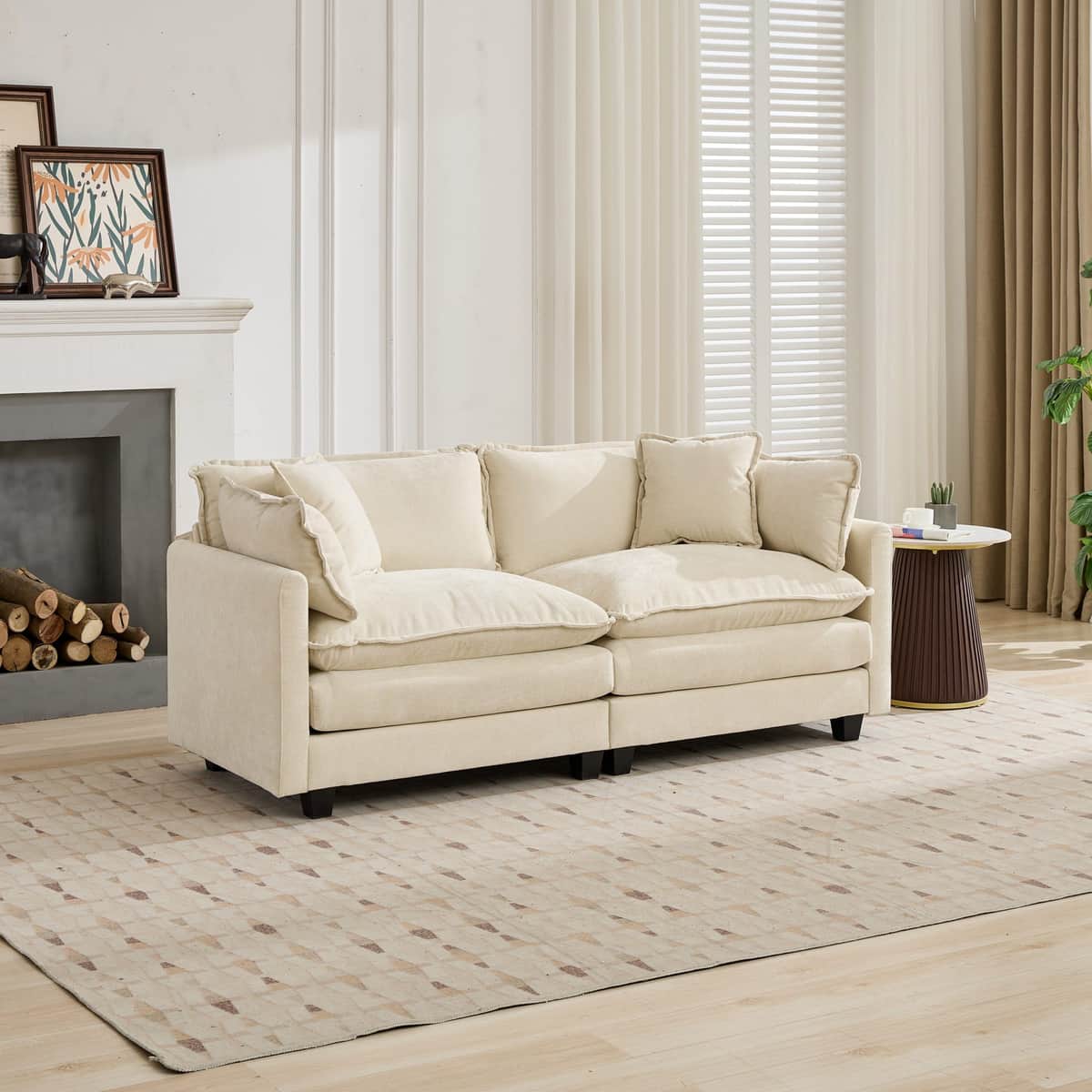 Cloud Sofa LoveSeat (Ottoman is not included), Modern Sectional Couch