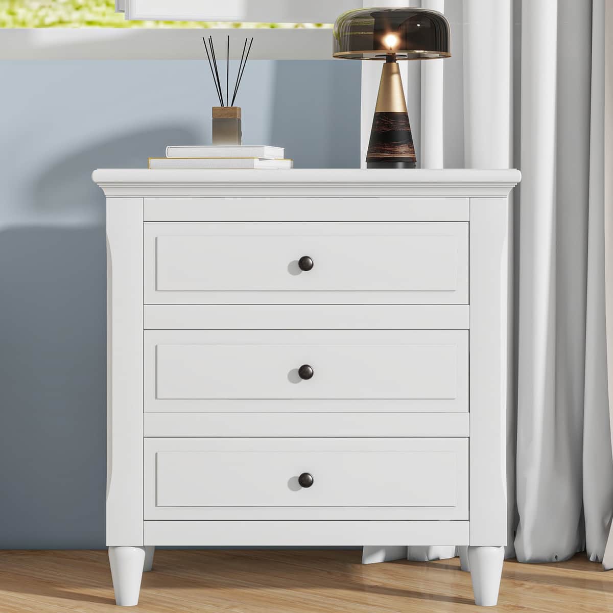 U_STYLE 28''painted Nightstand with 3 Drawers and