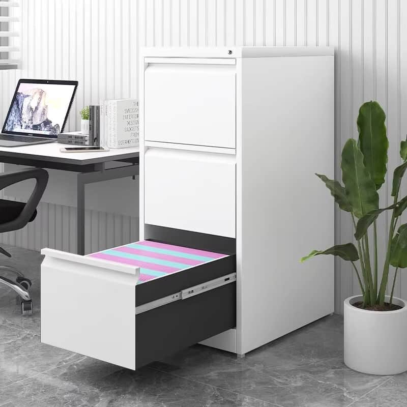 3 Drawer Vertical File Cabinet with Lock, Narrow Metal Steel Storage Cabinet