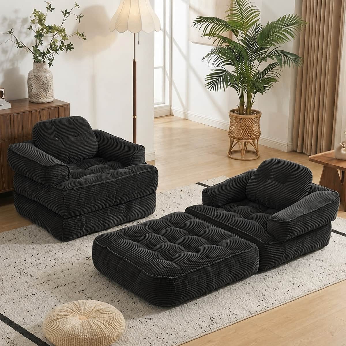 66.9 Inch Folding Sofa Bed, Convertible Sofa Bed with Armrest, Corduroy