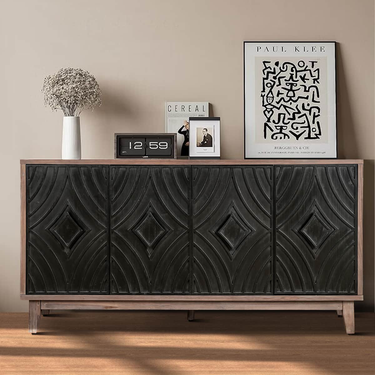 Mid Century Sideboard Buffet Cabinet with Solid Wood