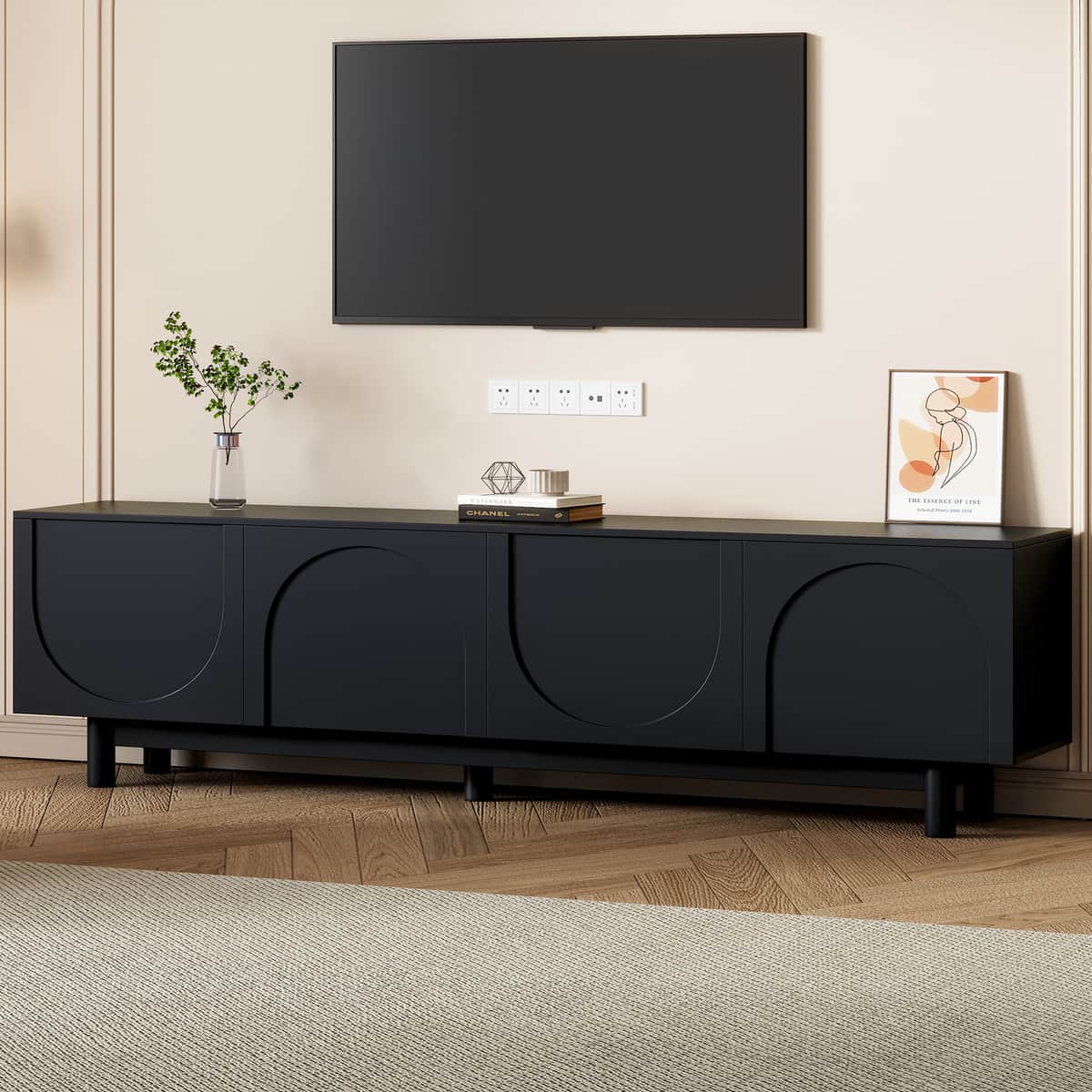 ON-TREND Graceful TV Stand with Arch Cabinets for TVs Up to 78'', Minimalist