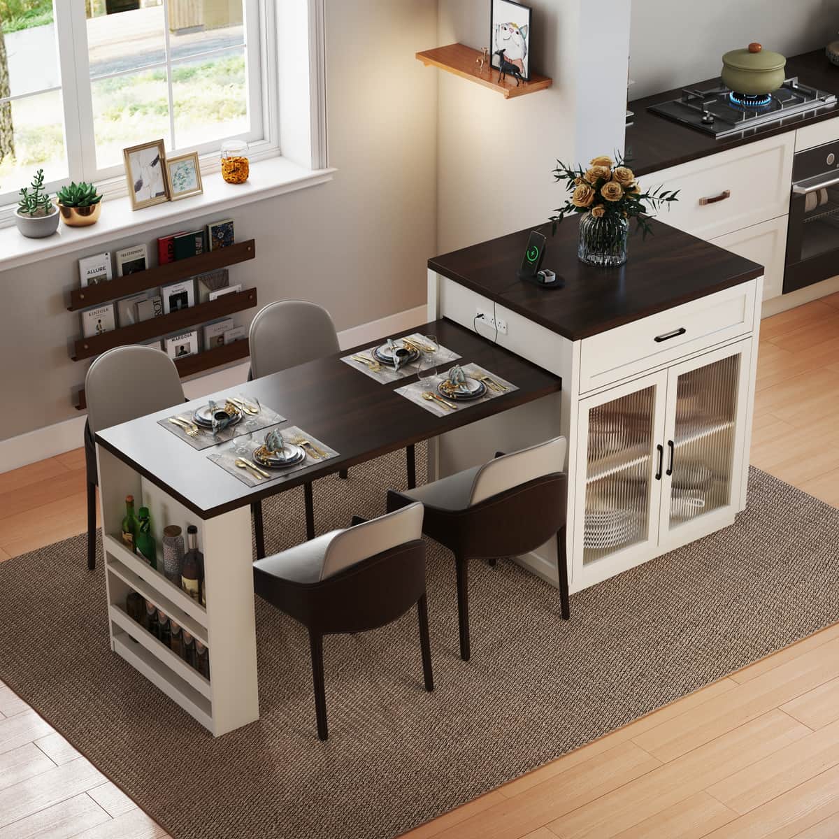 83.1'' Extendable Kitchen Island with Slide Out Table