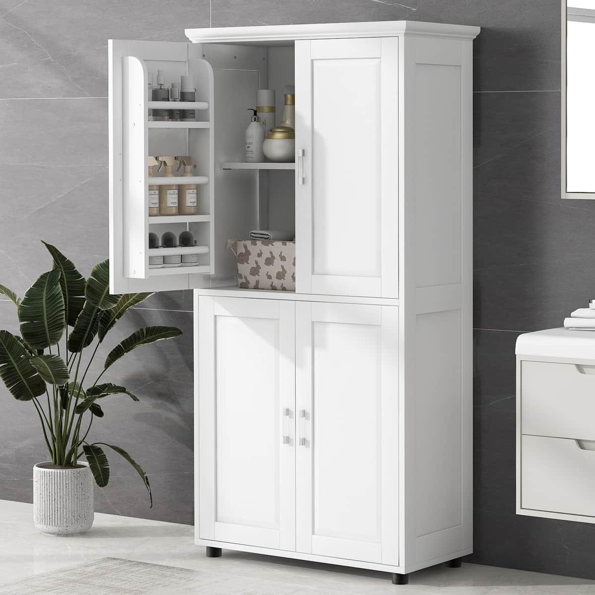 Tall and Wide Bathroom Floor Storage Cabinet, Bathroom