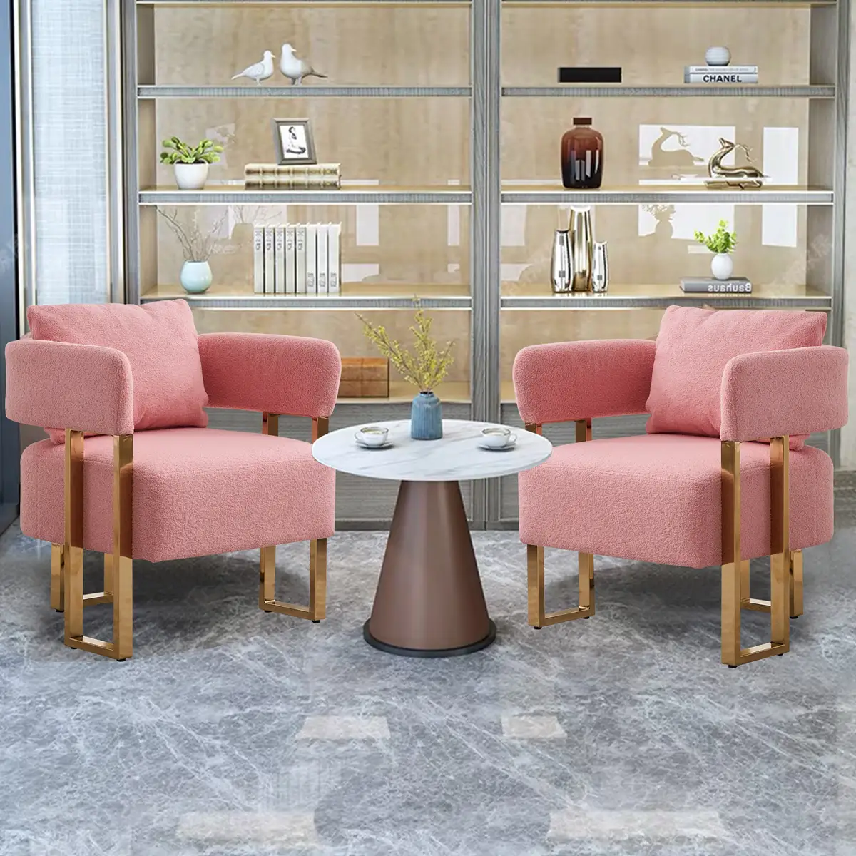 TS Modern decorative chair, living room side chair with gold metal legs, no