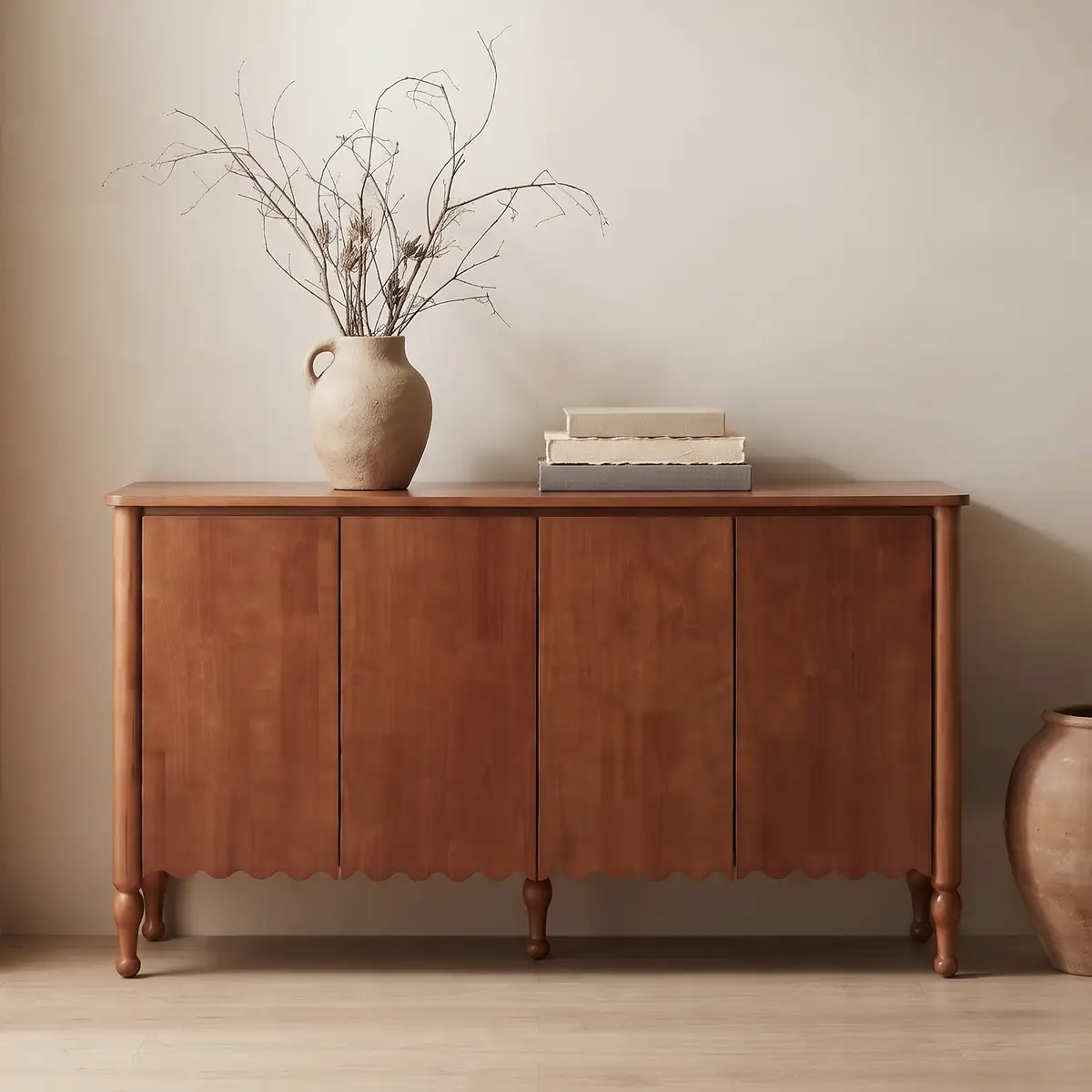 59" Rustic Sideboard Buffet Cabinet Credenza with 4 Doors & 2 Shelves, Farmhouse