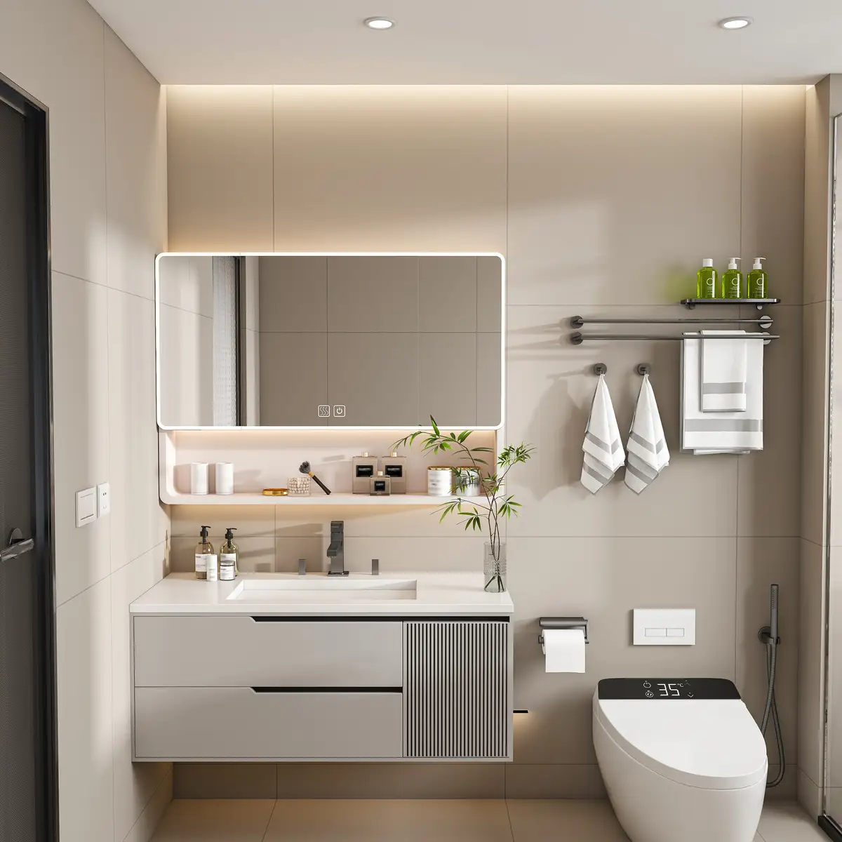 Aluminium Medicine Cabinet Mirror, 35 28 Inches Medicine Cabinet with 3