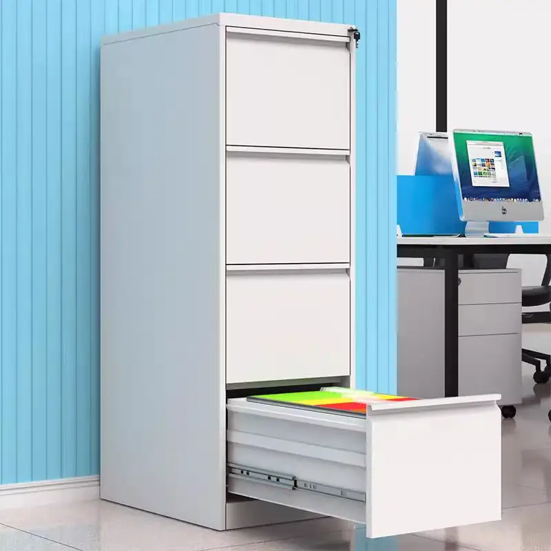 4 Drawer Vertical File Cabinet with Lock, Narrow Metal Steel Storage Cabinet