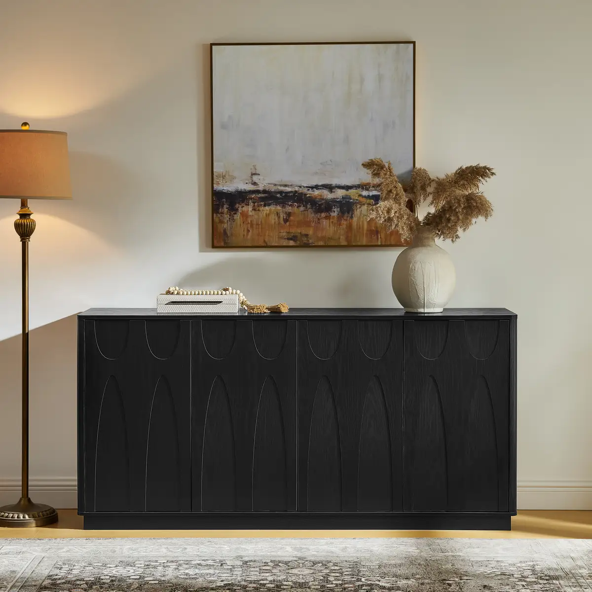 64-Inch TV Stand/Sideboard/Storage Cabinet with Magnetic Doors – Fits Up