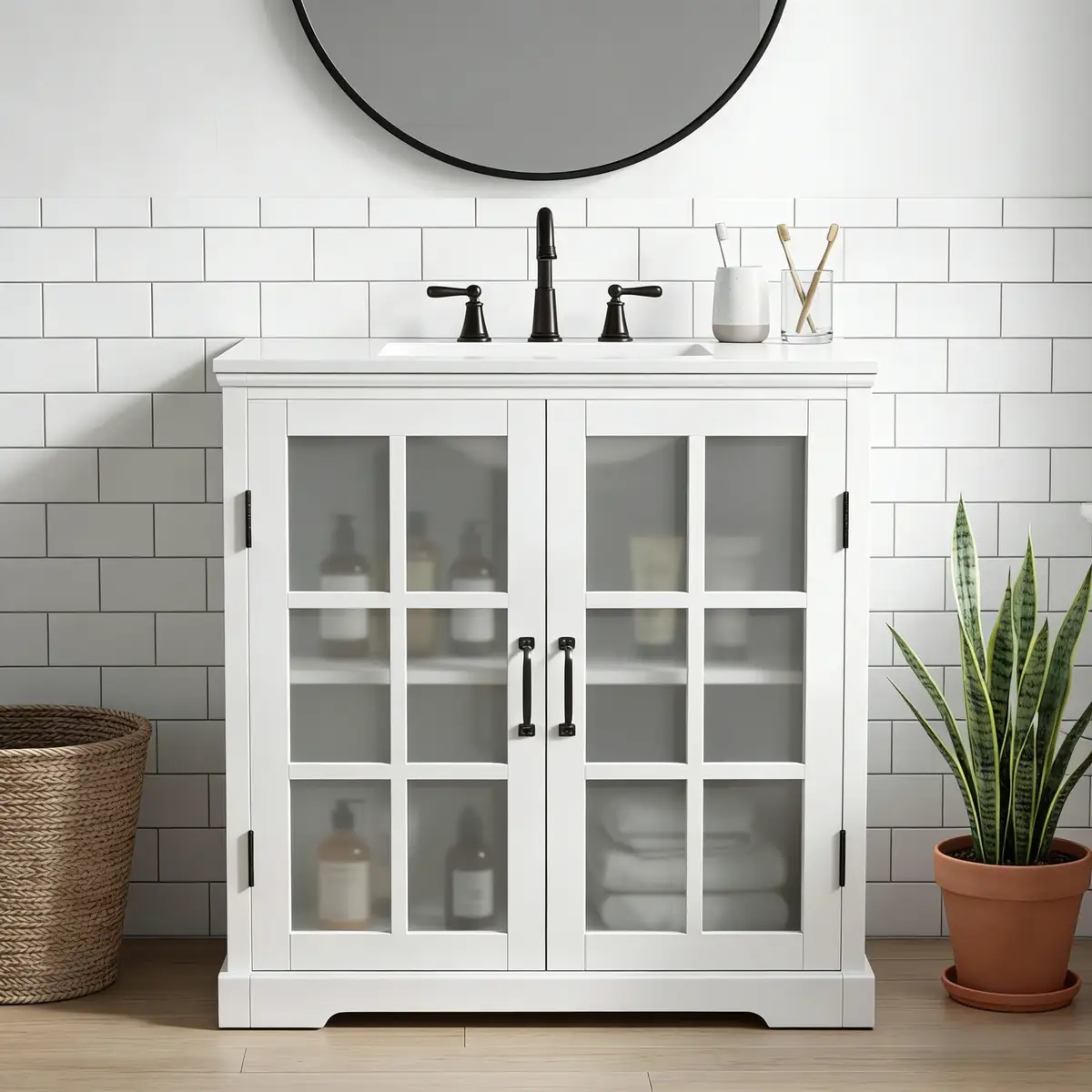 30" Modern Bathroom Vanity with Ceramic Sink, Bathroom Vanity Cabinet