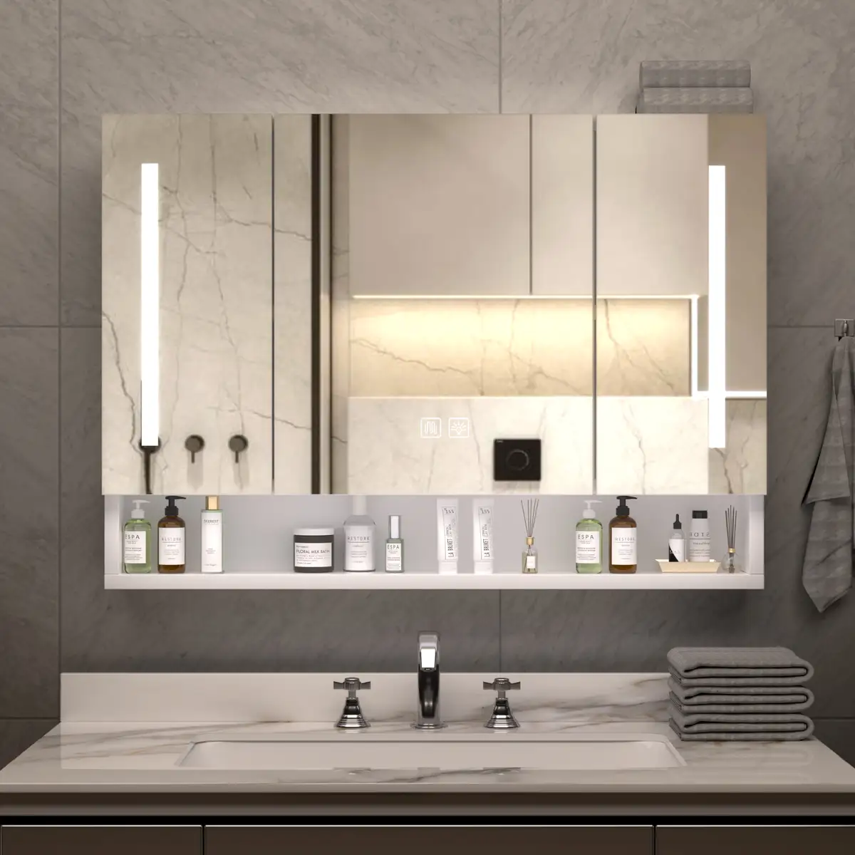 Modern 39x28 inches Aluminium Bathroom Cabinets, Medicine Cabinets with Mirrors