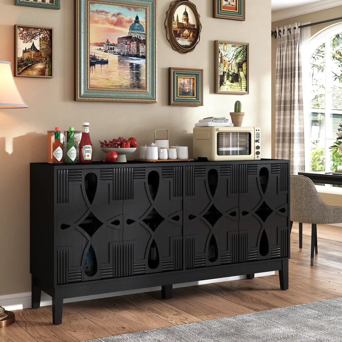 60.5" Mid Century Modern Sideboard Buffet Cabinet with Storage, TV Media