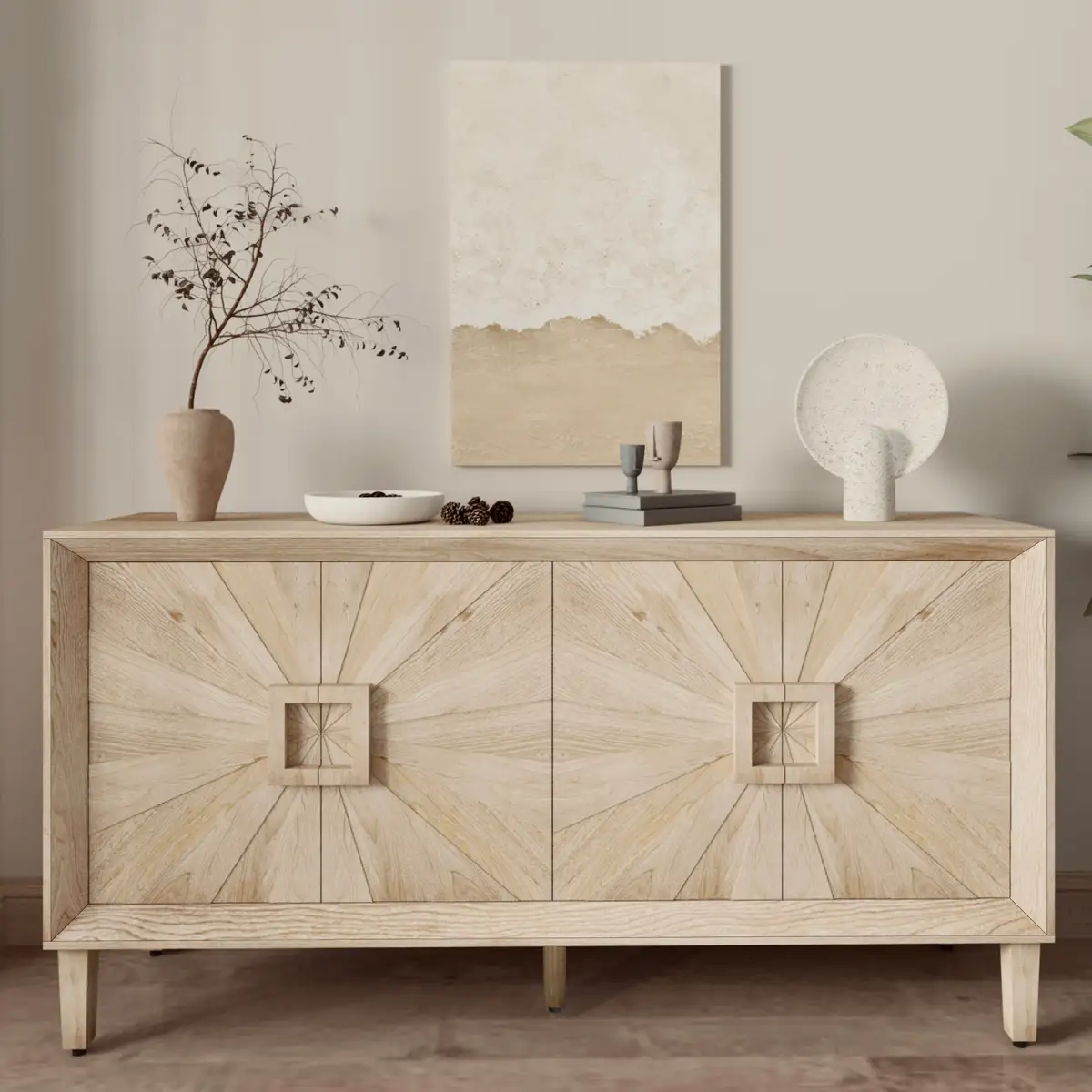 60'' Rustic American Farmhouse Credenza - Symmetrical