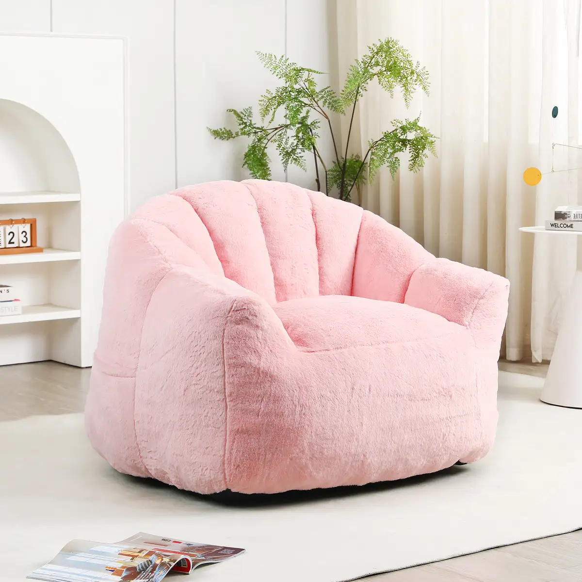 Bean Bag Chair, Bean Bag Sofa Chair with Armrests Stuffed High-Density Foam