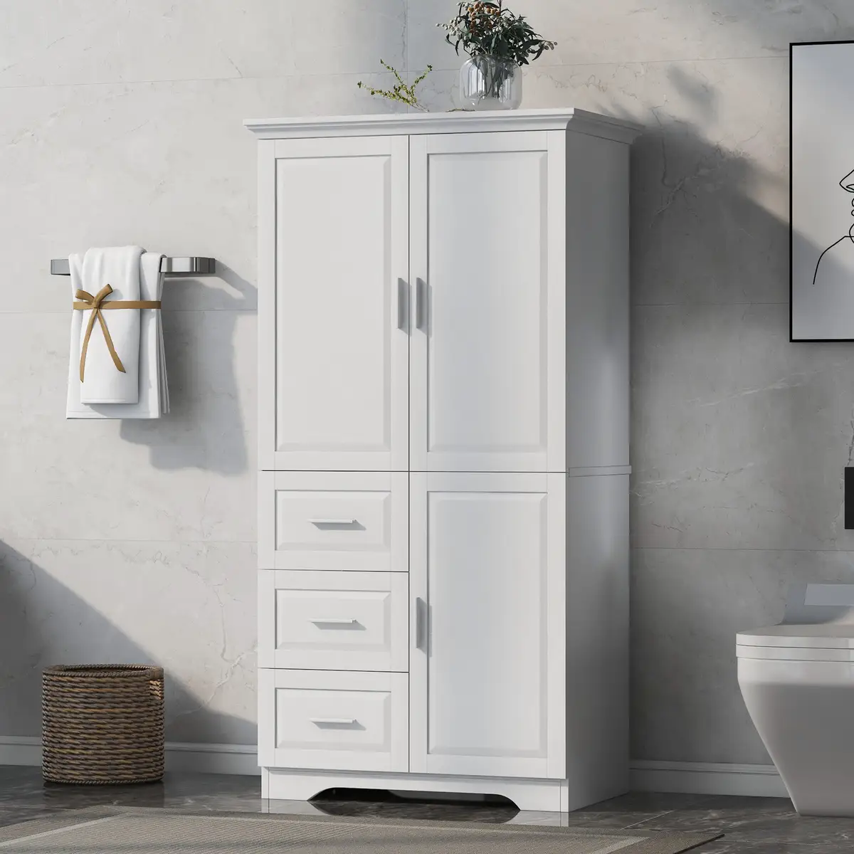 Tall and Wide Storage Cabinet with Doors for