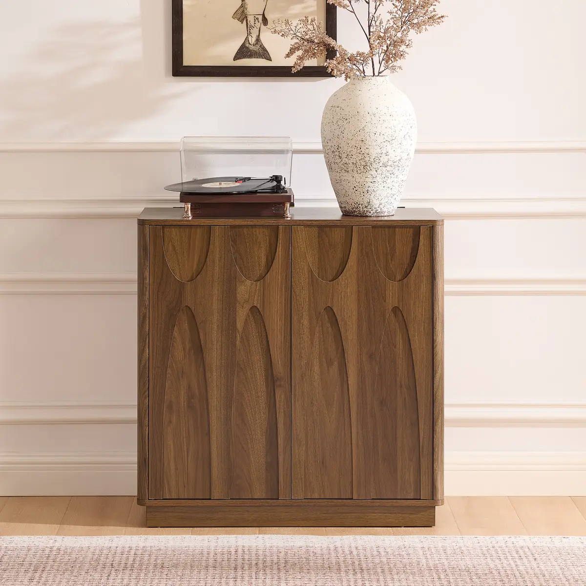 Floor-standing cabinet, sideboard, freestanding self-service locker, with an