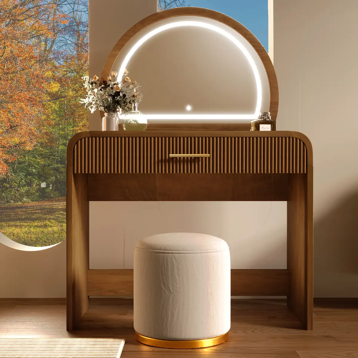 39" Makeup Vanity Table with Mirror Touch Screen Lighted Mirror, Dressing Table