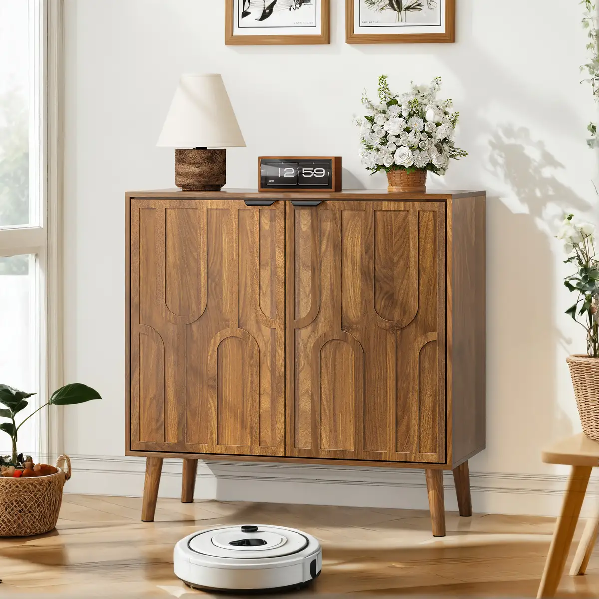 Sideboard Buffet Cabinet with Storage, Farmhouse Buffet Cabinet With Paper Clip