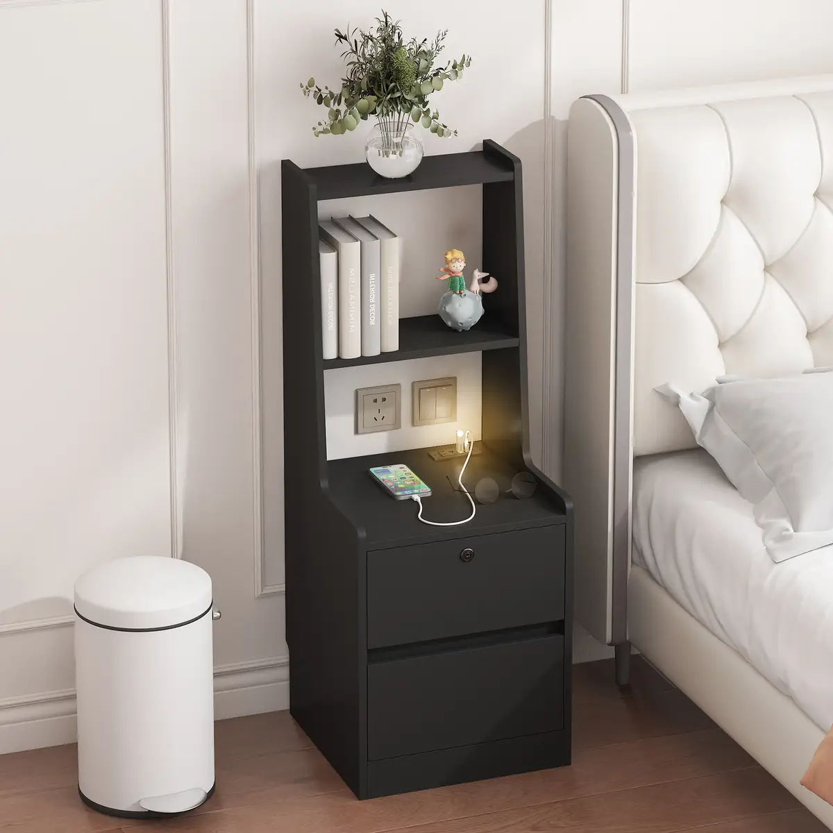 Nightstand with Charging Station, Smart Nightstand