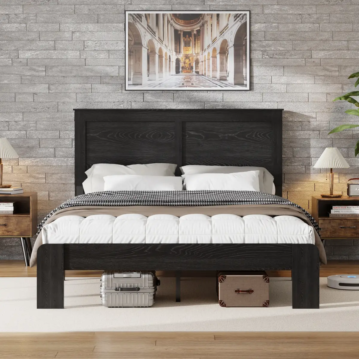 Bed Frame King Size, Wood Platform Bed Frame , Noise Free, No Box Spring Needed