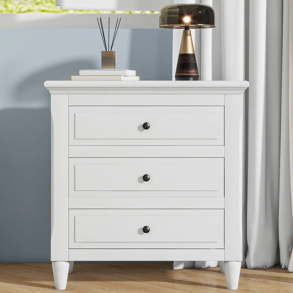 U_STYLE 28''painted Nightstand with 3 Drawers and
