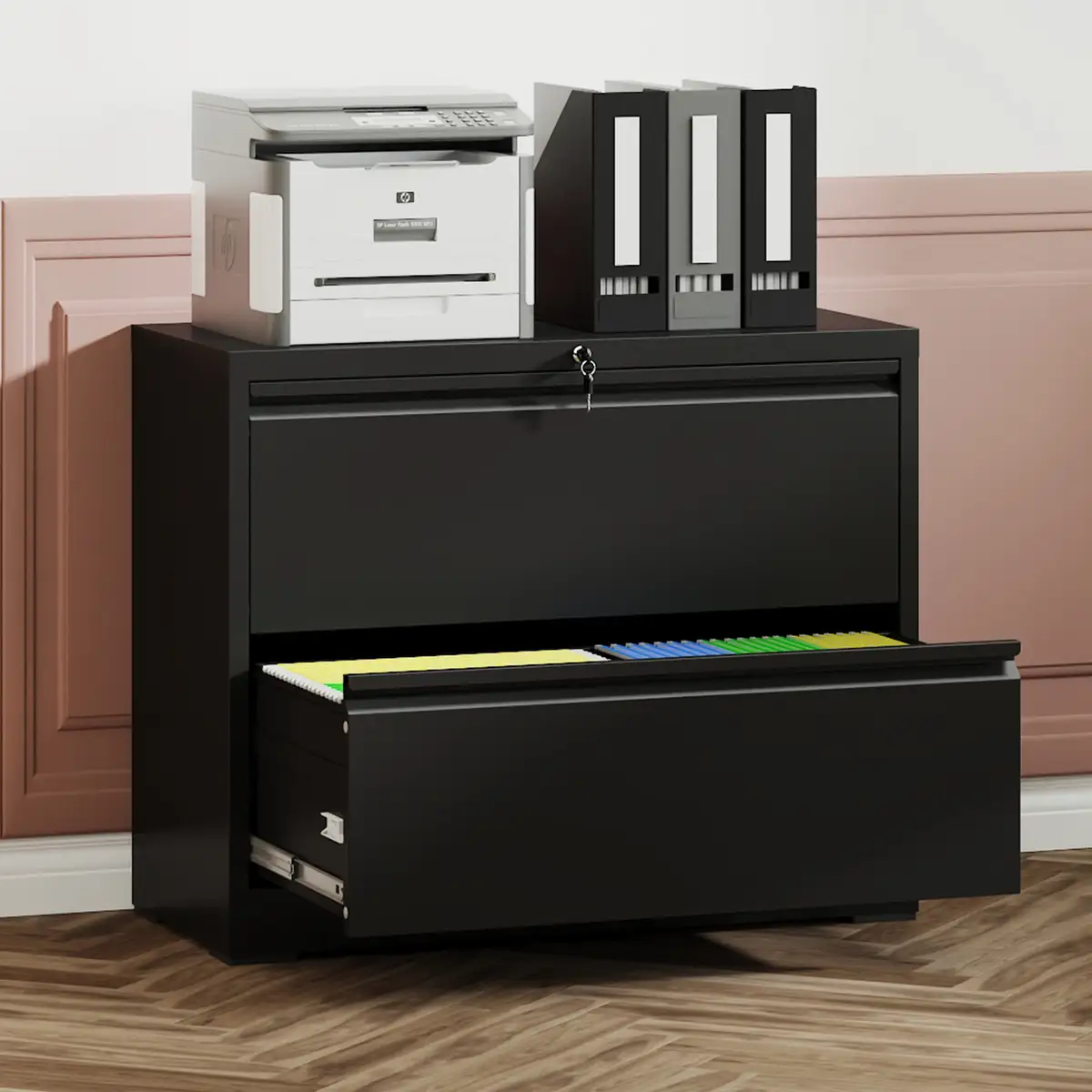 2 Drawer Lateral File Cabinet with Lock – Heavy-Duty Metal Filing Cabinet