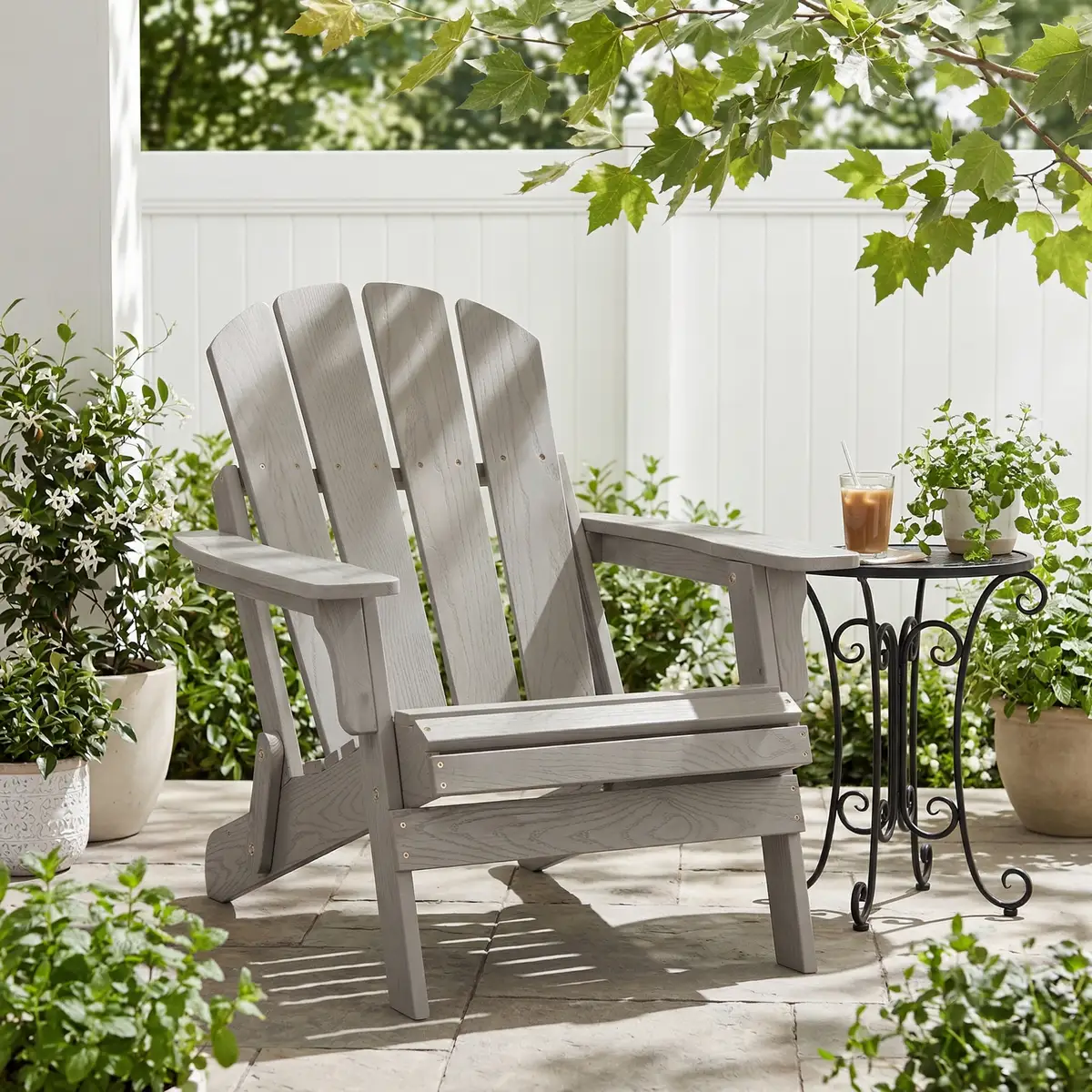 Oversize Wooden Outdoor Folding Adirondack Chair with Pre-Assembled BackRest