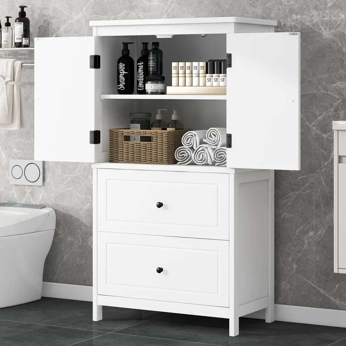 Bathroom Storage Cabinet, Cabinet with Two Doors and